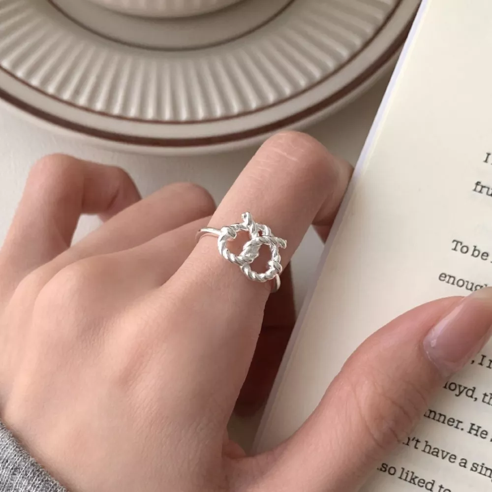 925 Sterling Silver Heart Knot Ring, image 2