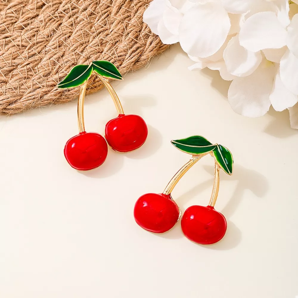18K Gold-Plated Cherry Earrings, image 2