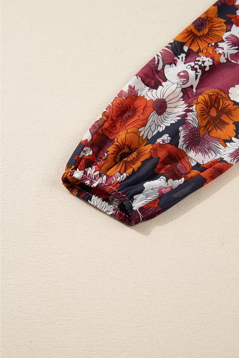 Floral Print Wrap V Neck Puff Sleeve Flowy Mini Dress, image 11