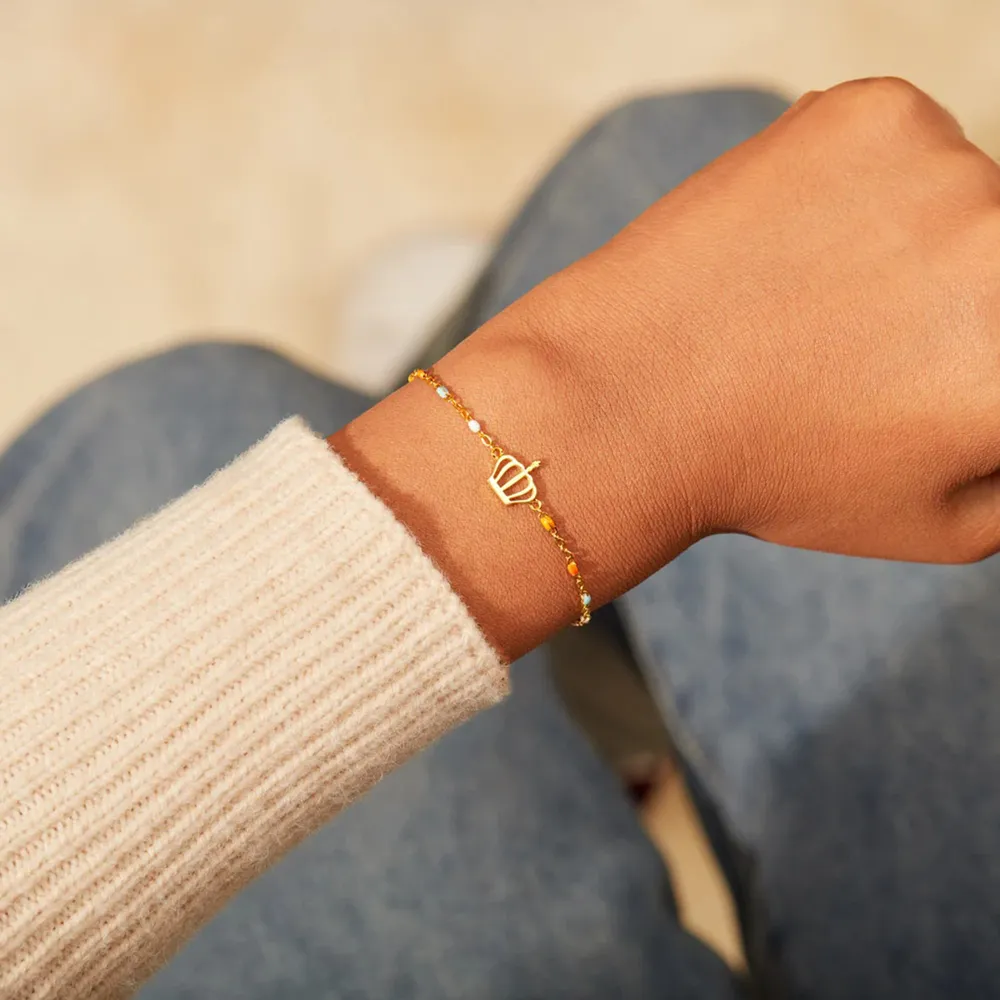 Crown Shape 18K Gold-Plated Bead Bracelet, image 4