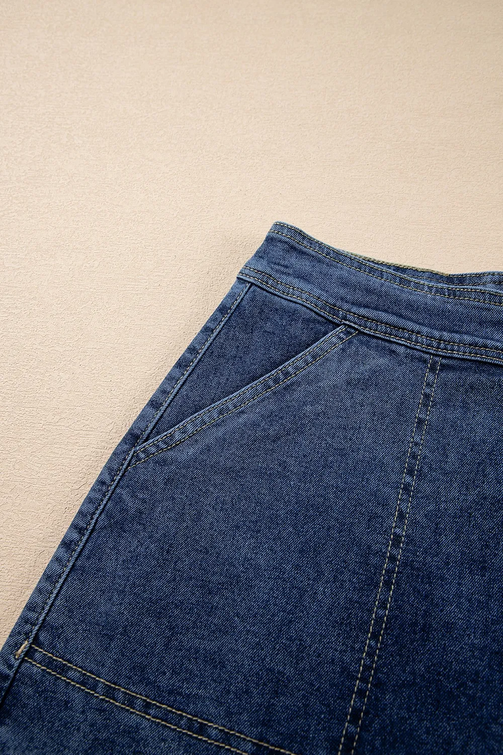 Asymmetrical Denim Skort with Pockets, image 5