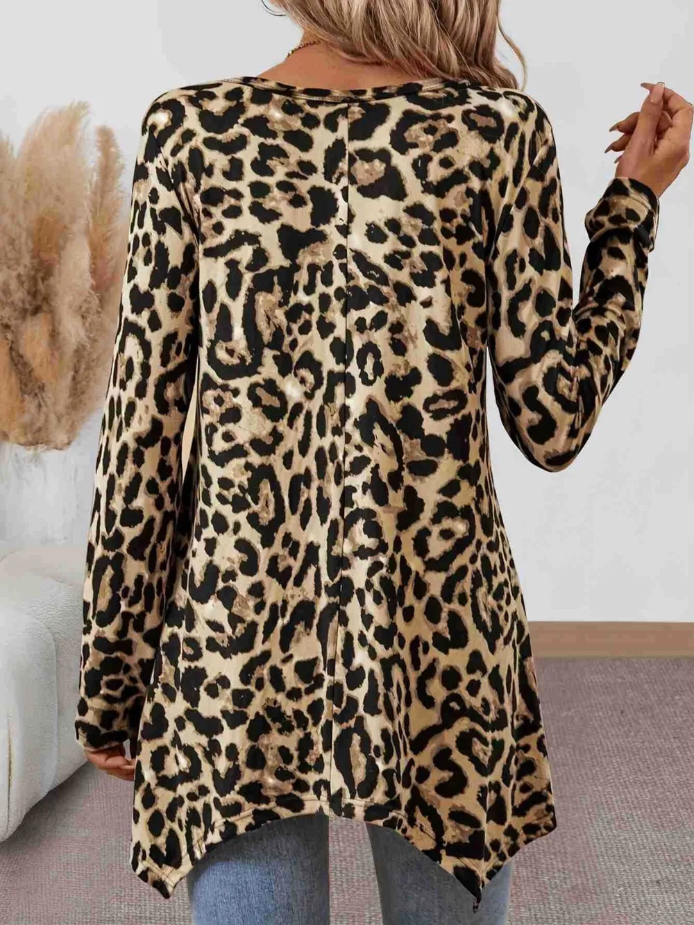 Leopard Round Neck Long Sleeve T-Shirt, image 2