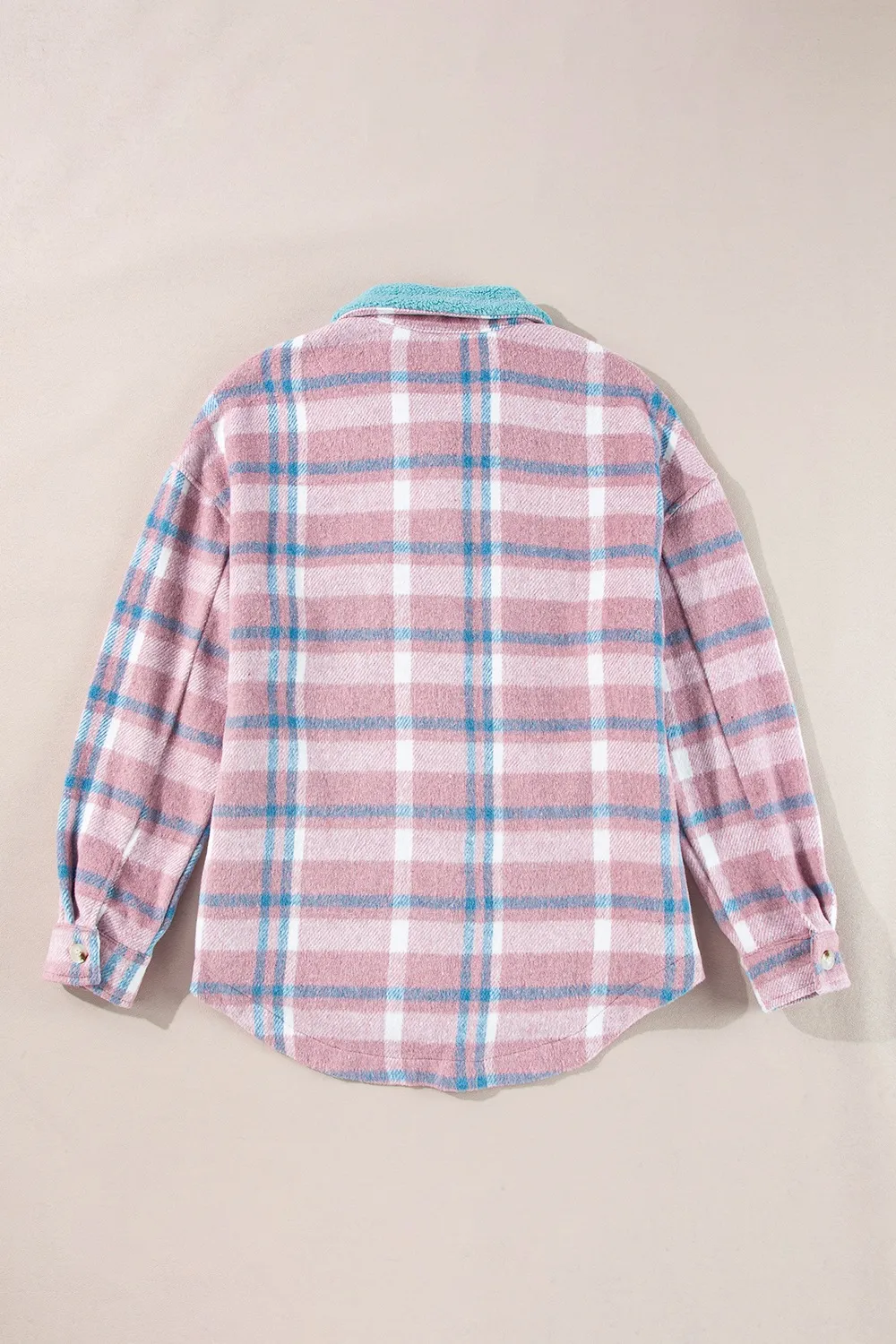 Plaid Collared Neck Flap Pockets Shacket, image 8