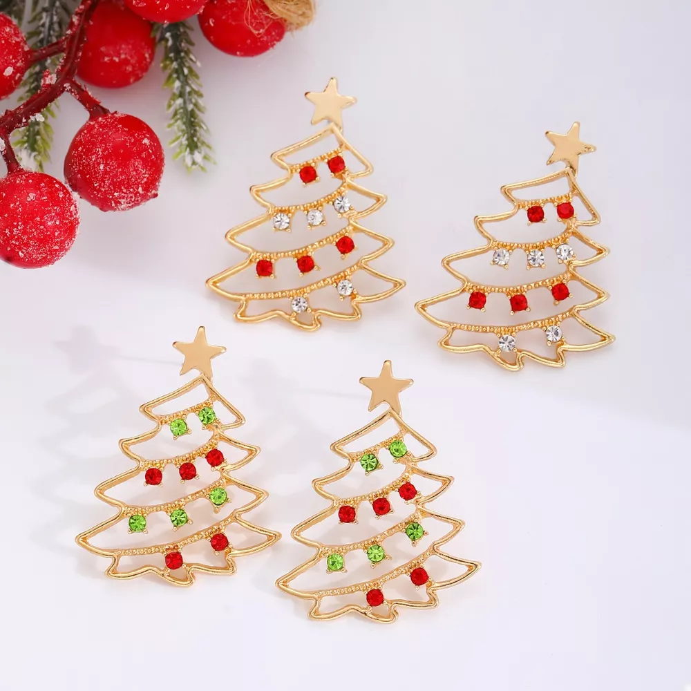 18K Gold-Plated Christmas Tree Earrings, image 4