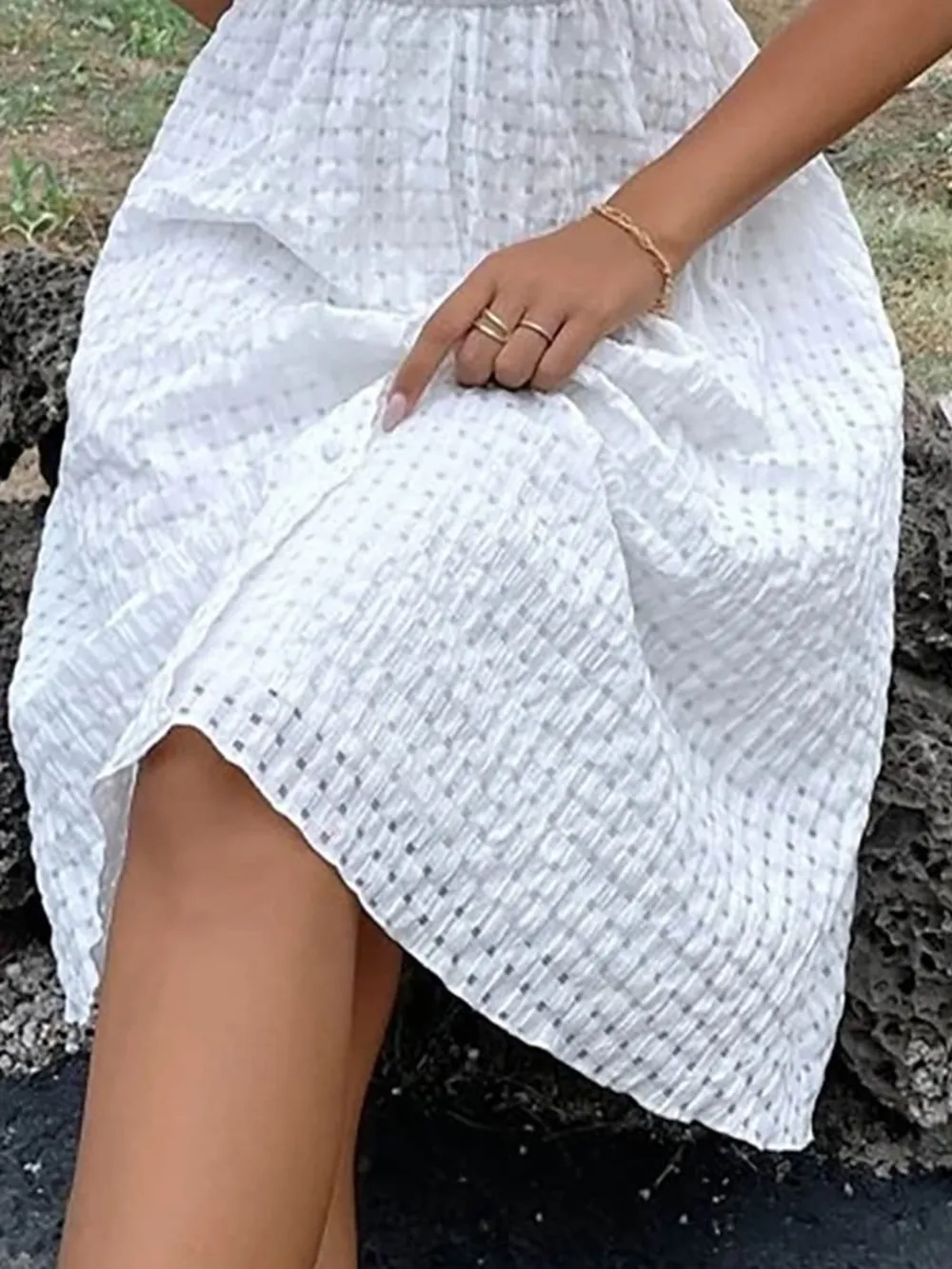 Textured Surplice Short Sleeve Dress, image 3