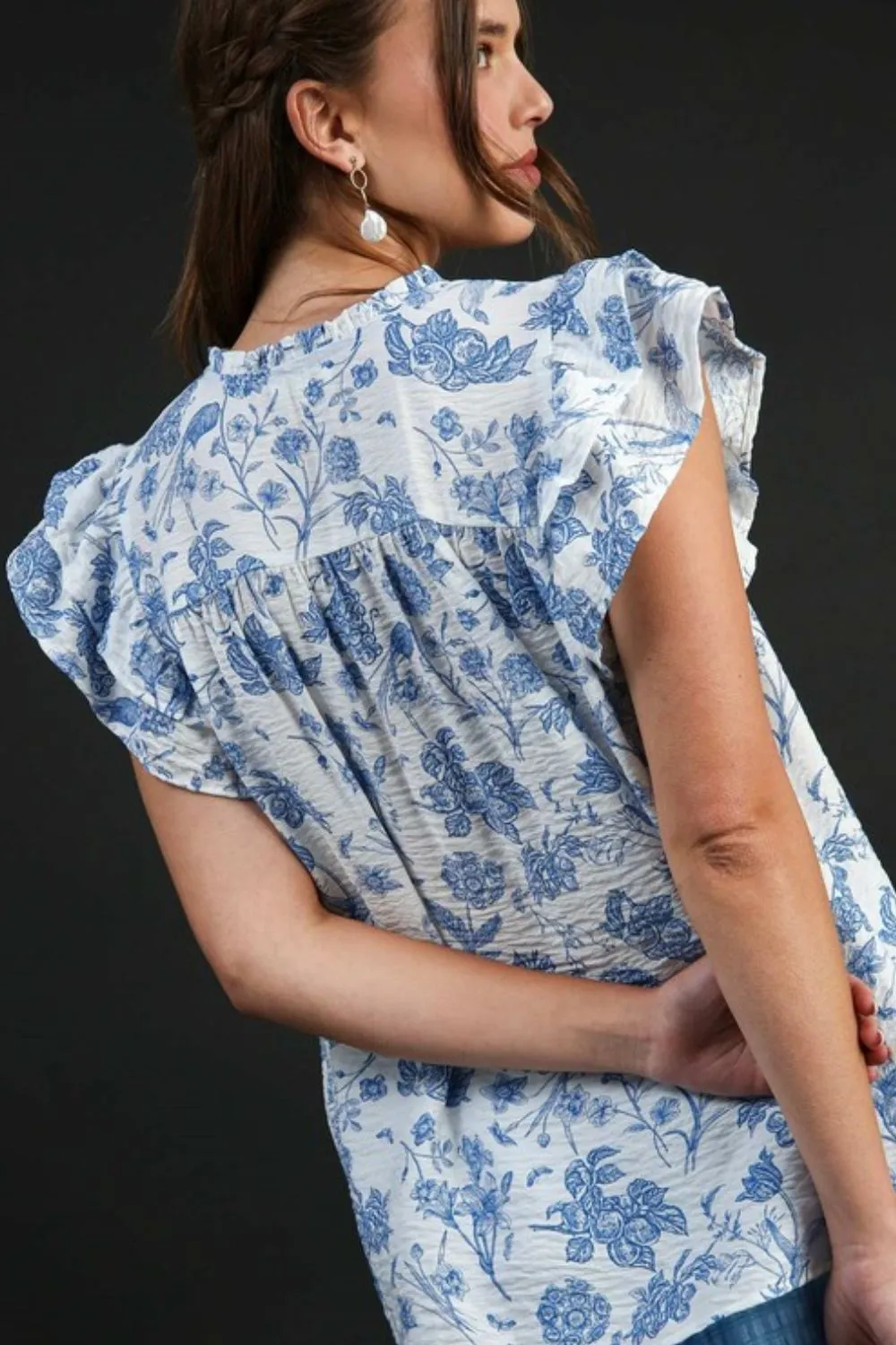 Full Size Two Tone Boxy Cut Floral Print Blouse Plus Size, image 3