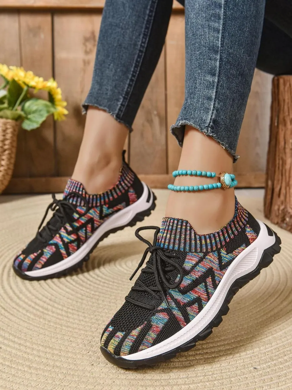 Mesh Knit Lace Up Athletic, image 4