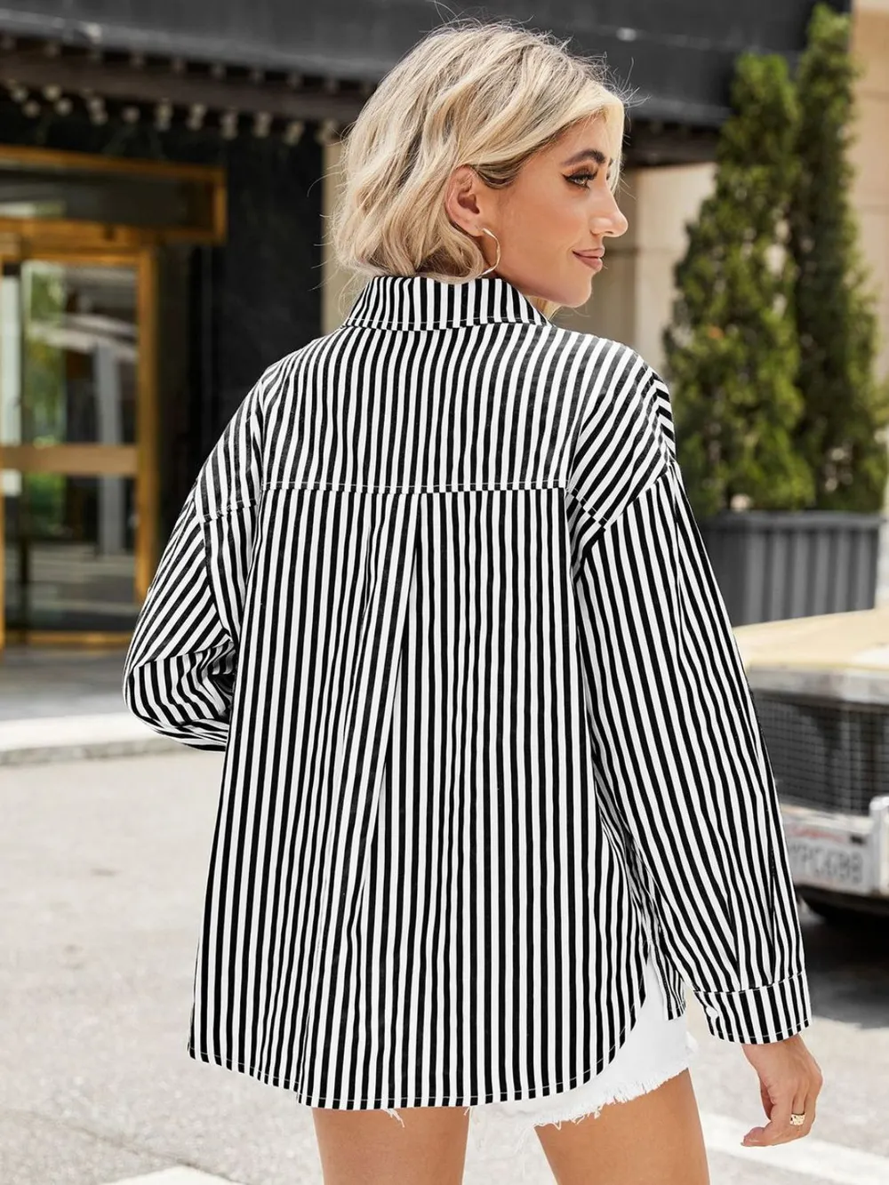 Striped Button Up Long Sleeve Shirt, image 8