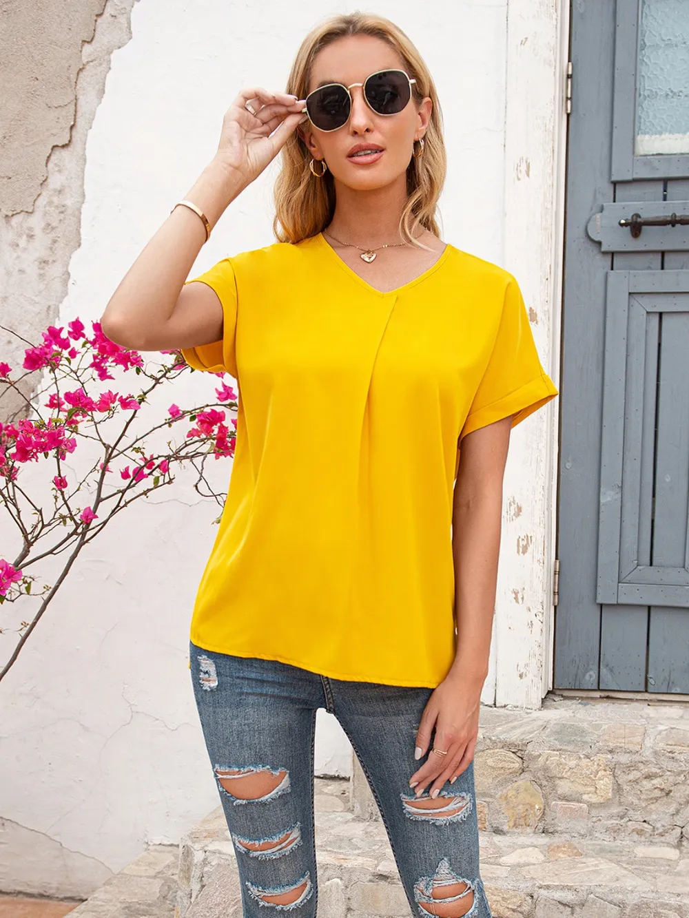 V-Neck Short Sleeve T-Shirt, image 9