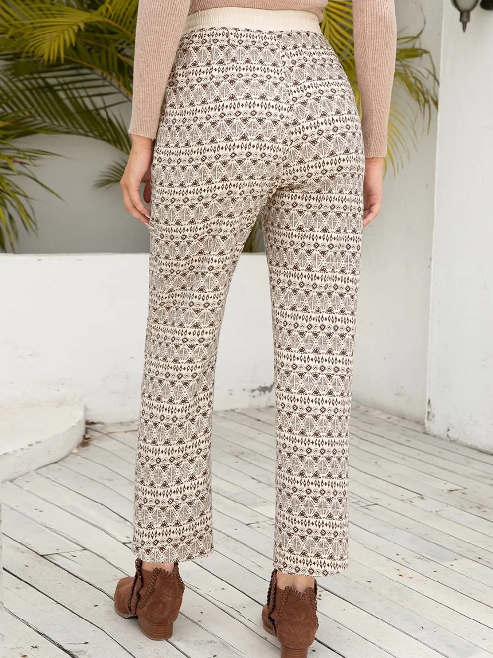 Tied Printed Pants with Pockets, image 10