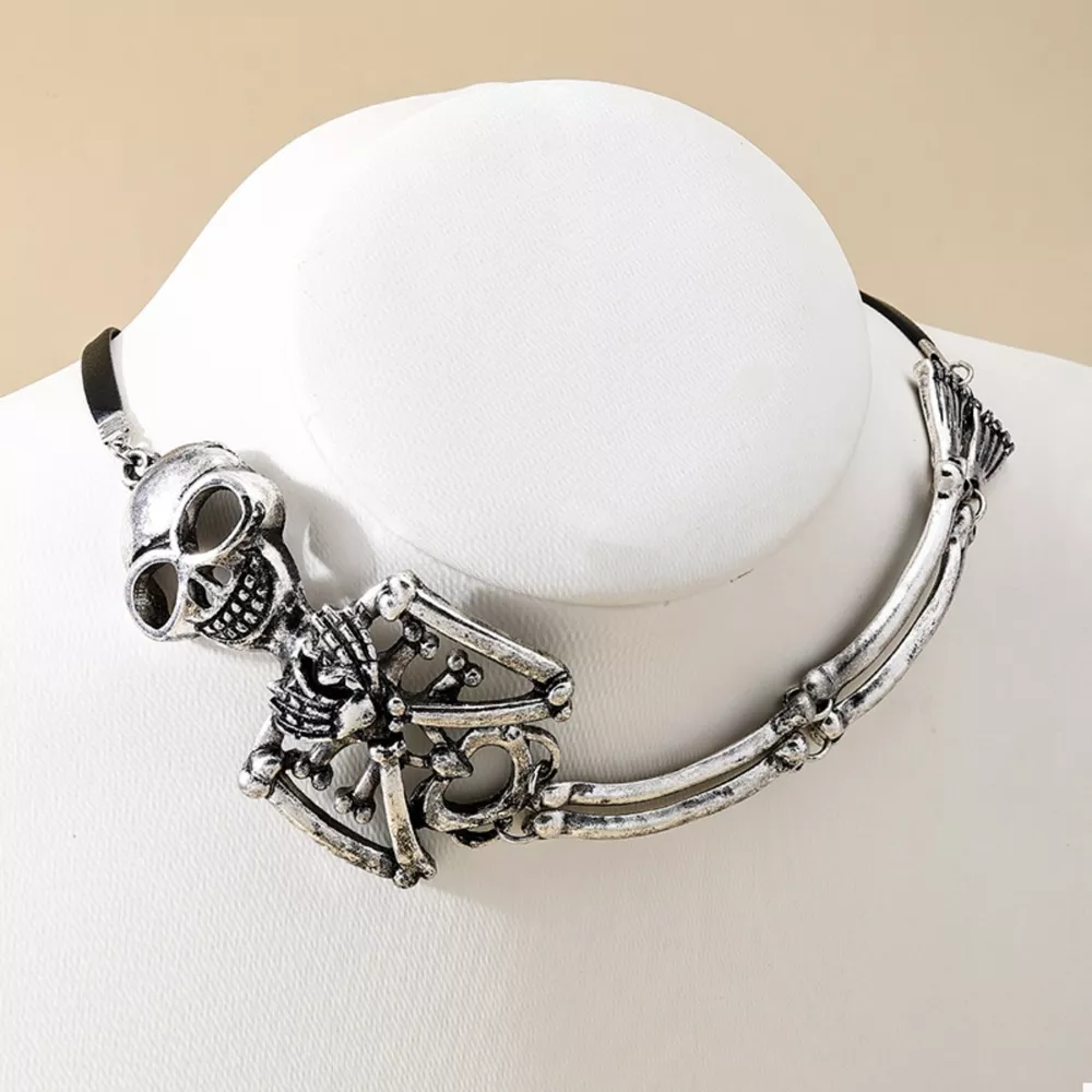 Alloy Skull Necklace and Bracelet Jewelry Set, image 8