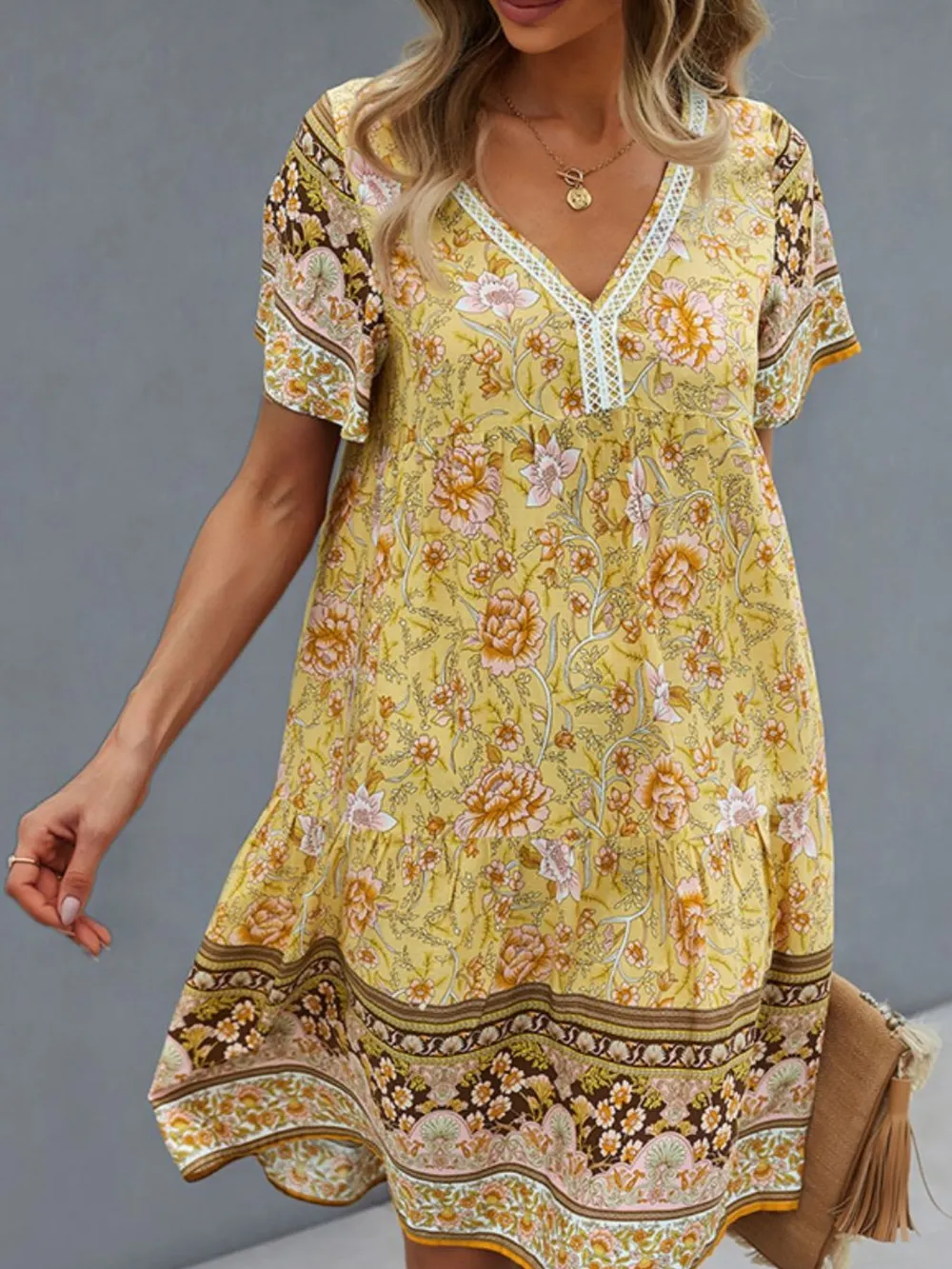 Floral Print V-Neck Summer Dress, image 3