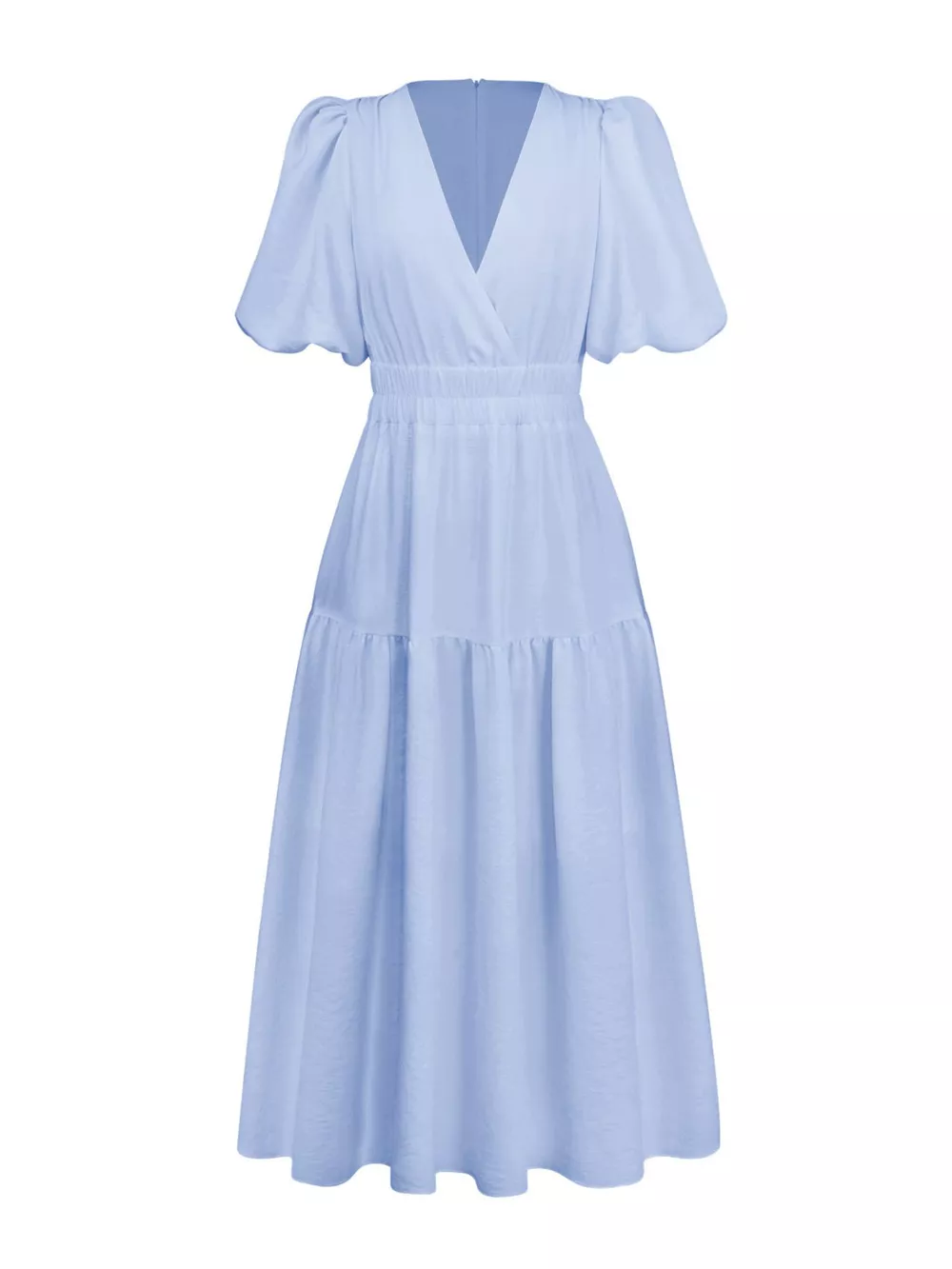 Elegant Puff Sleeve V-Neck Midi Dress, image 14