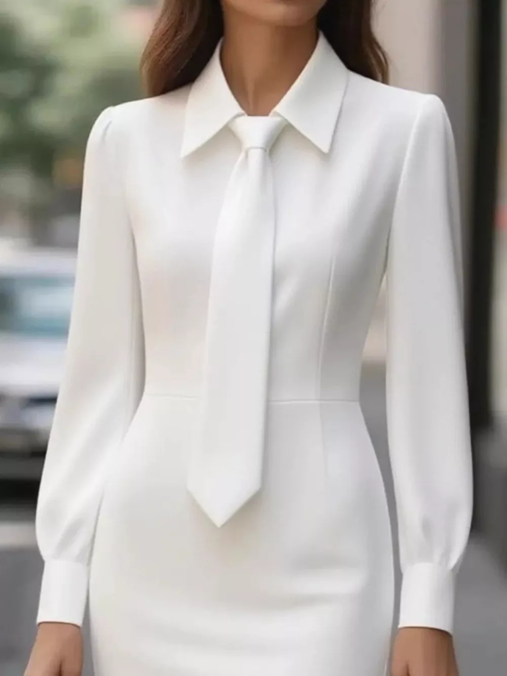 Tie-Neck Long Sleeve Dress, image 6