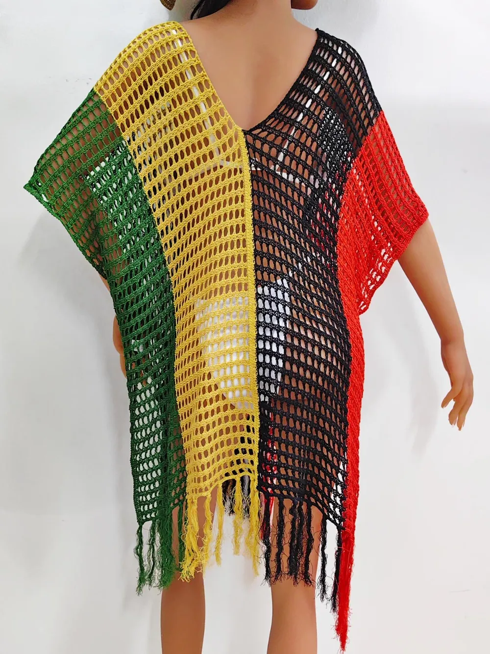 Fringe Color Block Scoop Neck Cover Up, image 9