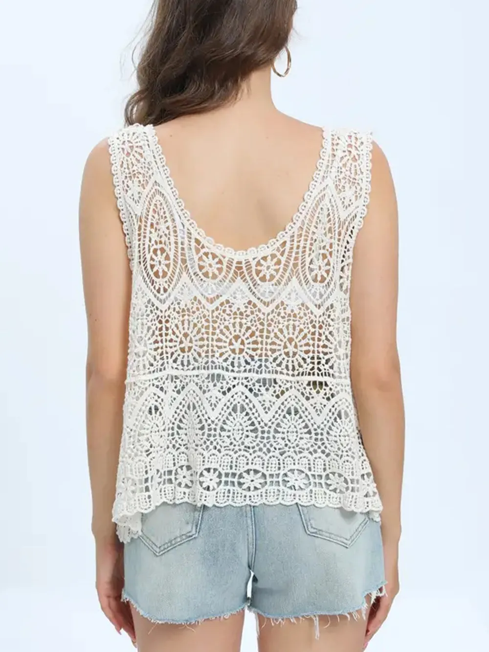 Cutout Round Neck Sleeveless Cover Up, image 2