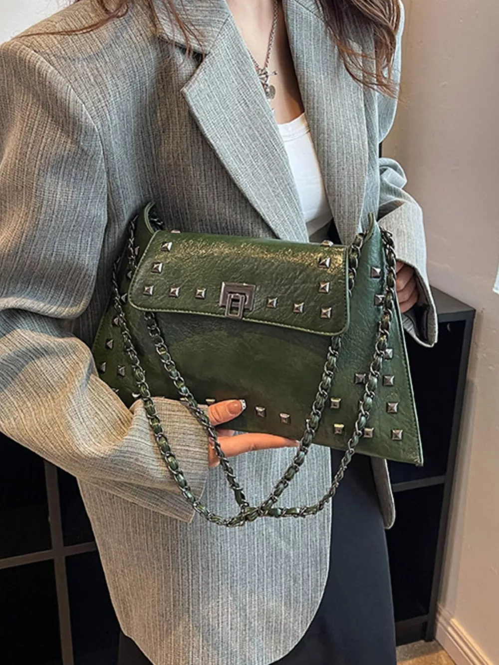 Studded Flap Chain Shoulder Bag, image 9