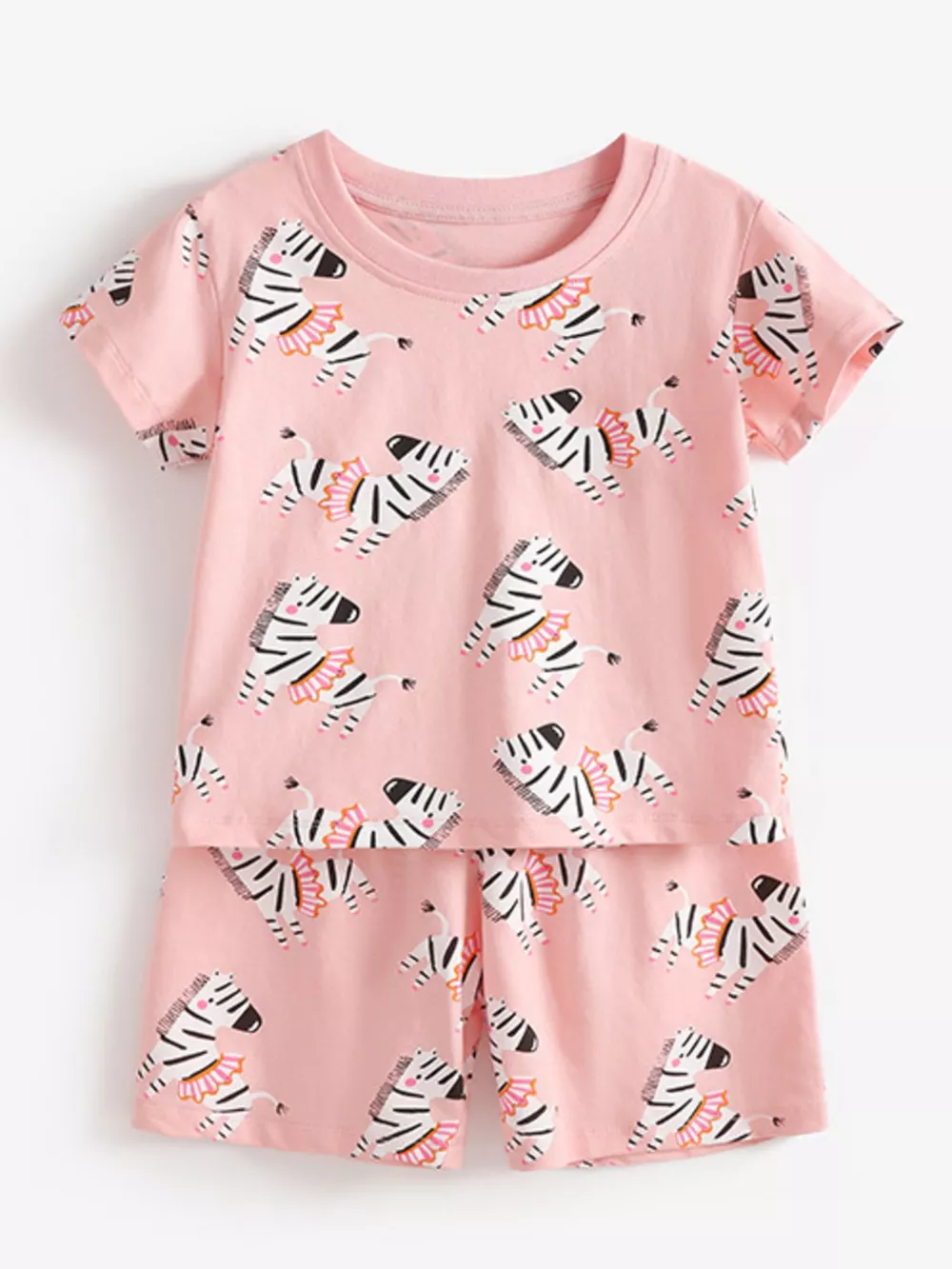 Children's Zebra Print Round Neck Top and Shorts Set, image 2