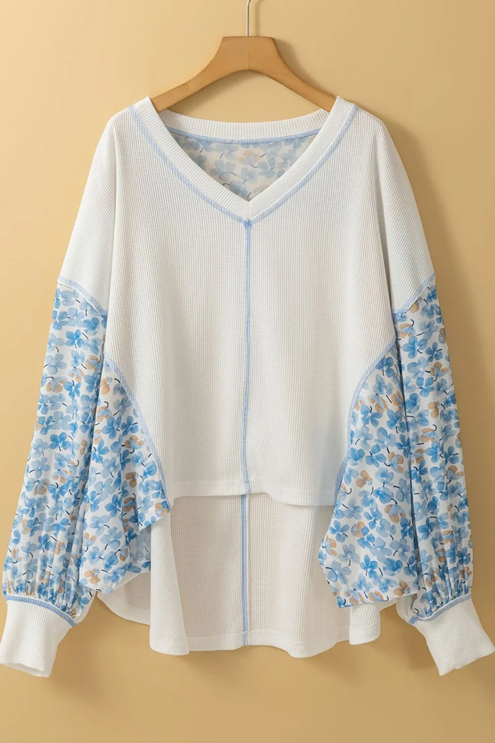 High-Low V-Neck Long Sleeve Blouse, image 6