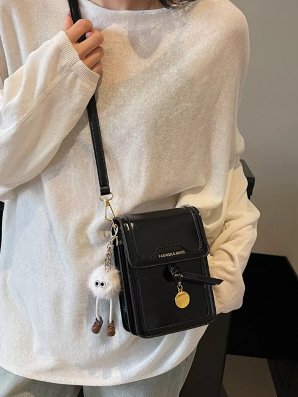 Leather Flap Crossbody Bag, image 4