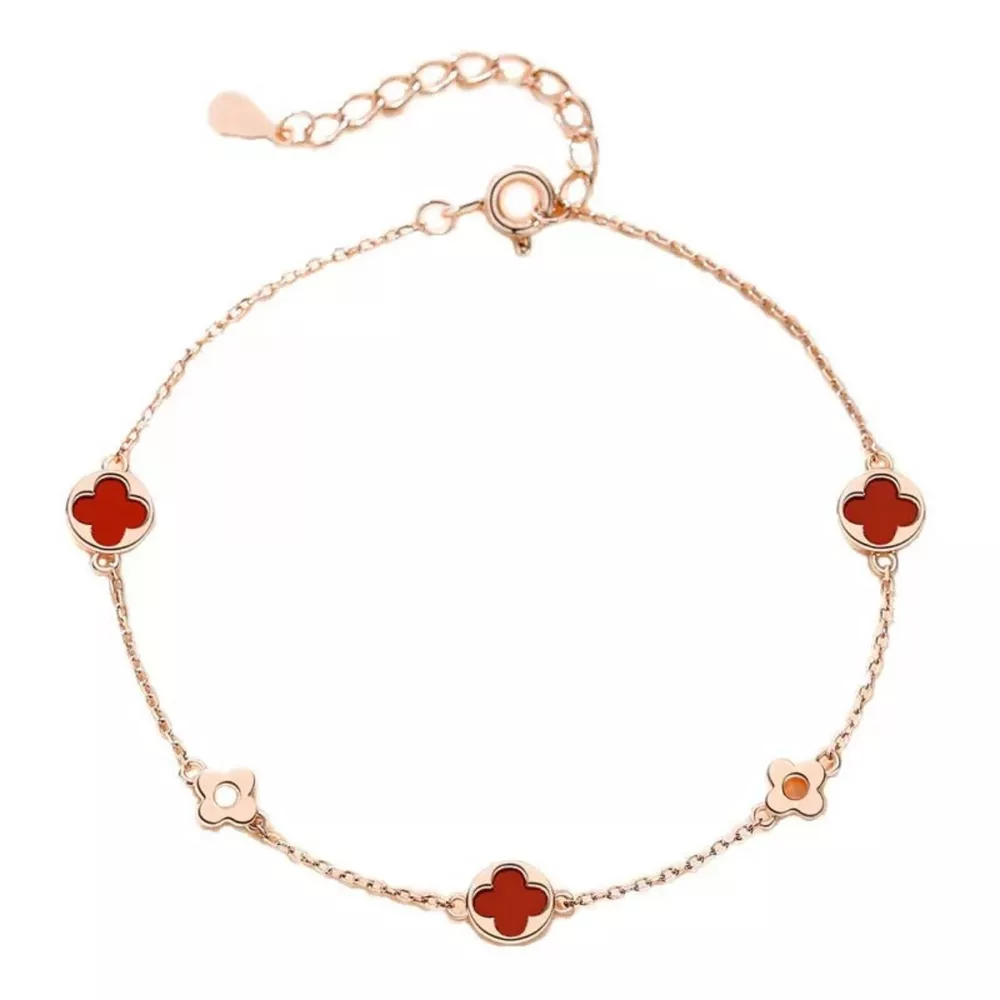 925 Sterling Silver Four Leaf Clover Bracelet, image 6