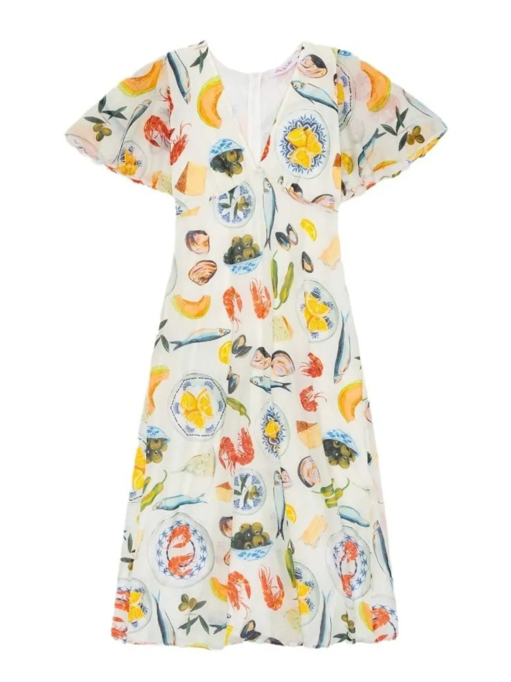Printed V-Neck Short Sleeve Dress, image 3