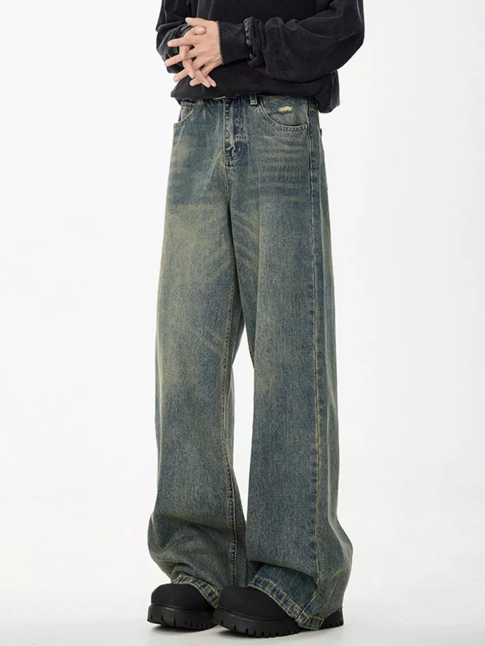 Men's Full Size Wide Leg Relaxed Fit Jeans Plus Size, image 4