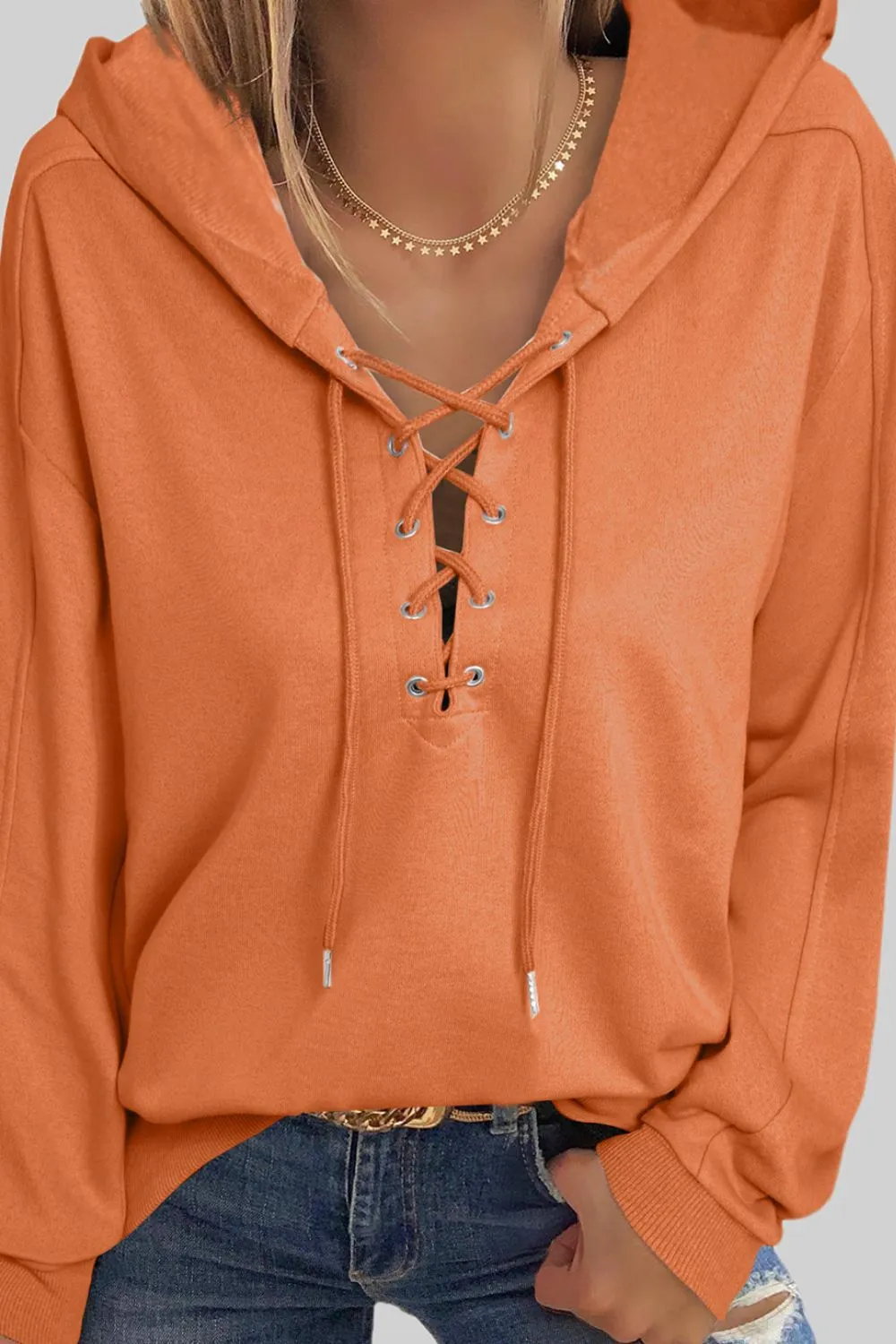 Lace Up Long Sleeve Hoodie, image 30