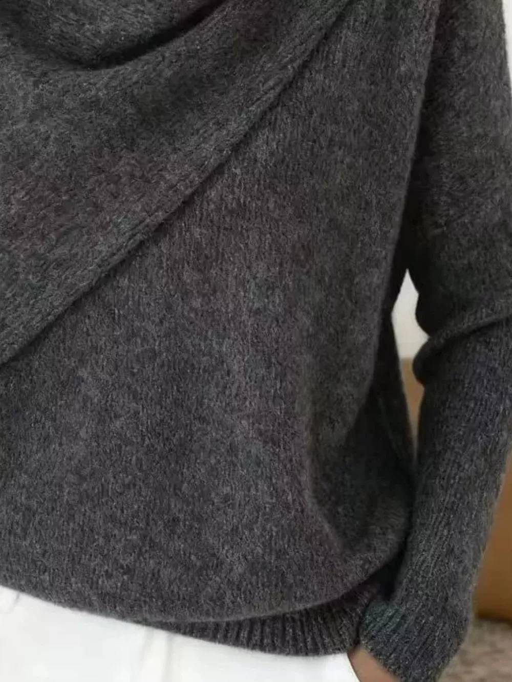 Full Size Solid Color Cowl Neck Sweater Plus Size, image 6