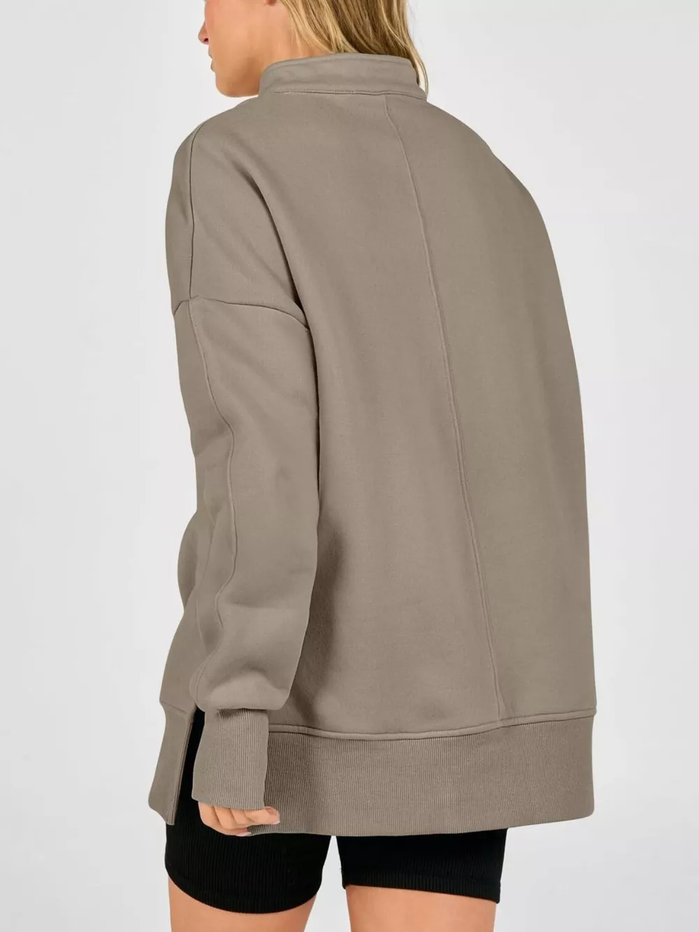 Quarter-Zip Dropped Shoulder Sweatshirt, image 5