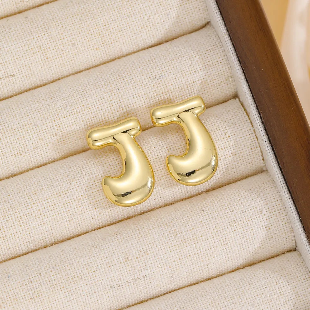 18K Gold-Plated Bubble Letter Stud Earrings, image 10