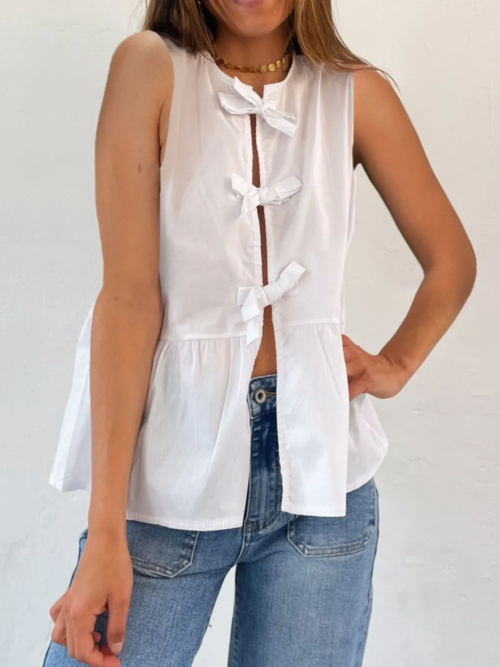 Tied Striped Round Neck Tank, image 9