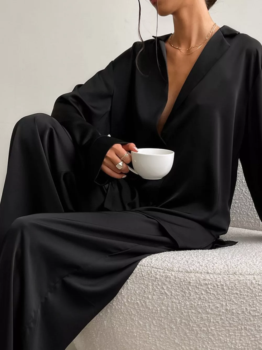 Long Sleeve Top and Wide Leg Pants Lounge Set, image 9