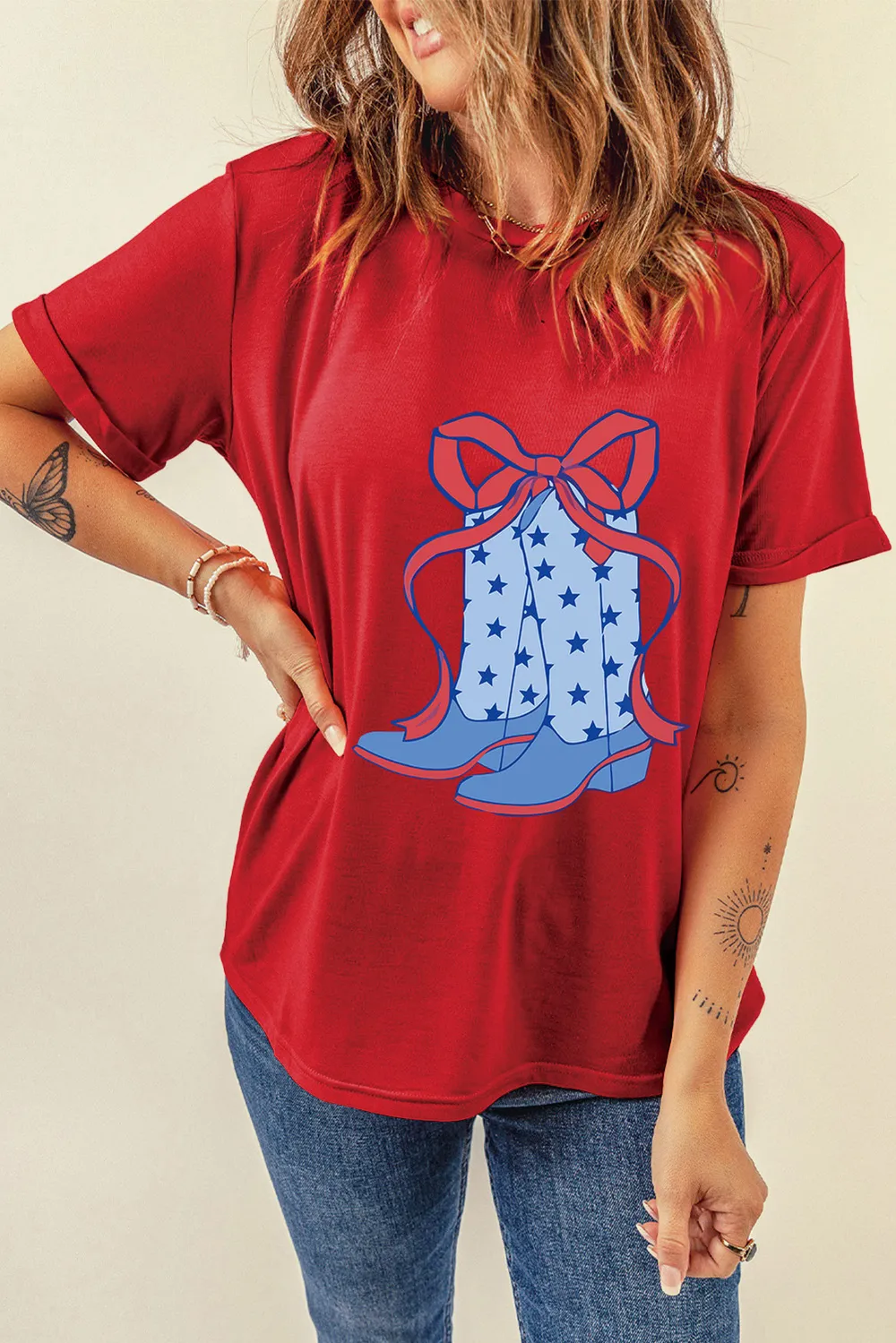 Boot Graphic Round Neck Short Sleeve T-Shirt, image 7