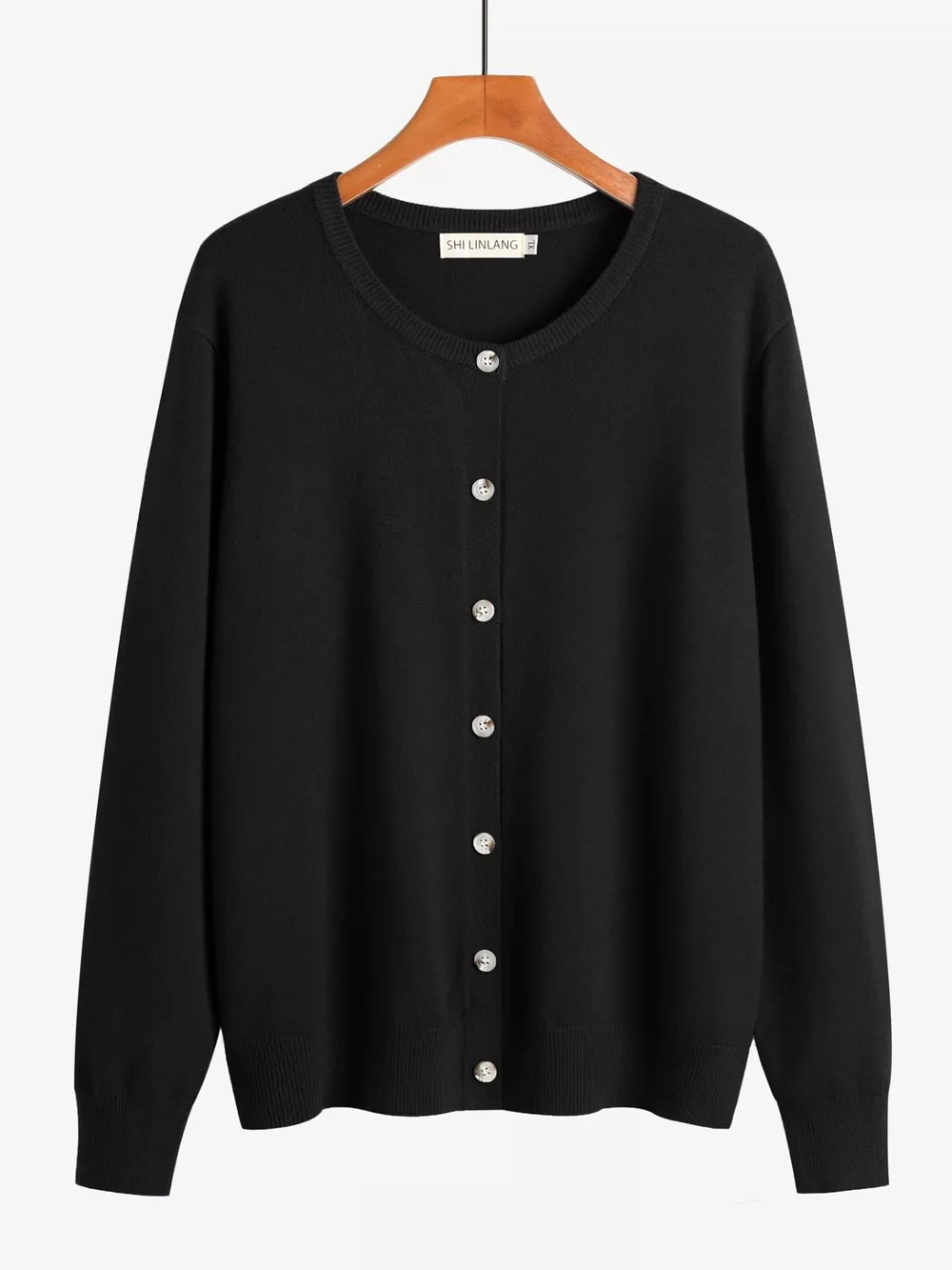 Plus Size Crew Neck Button-Down Knit Cardigan, image 4