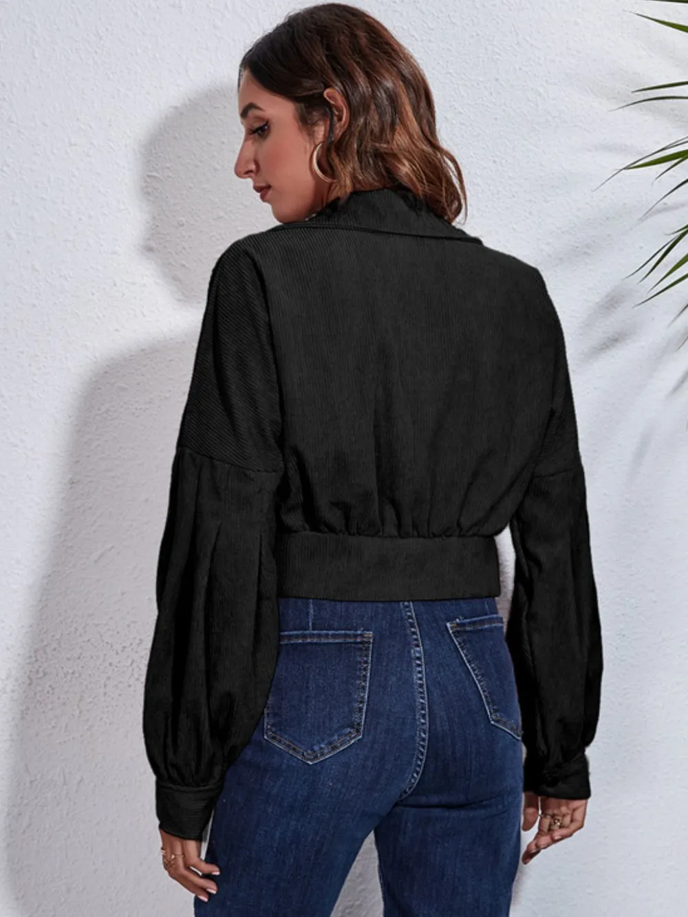 Button Down Collared Neck Cropped Jacket, image 13
