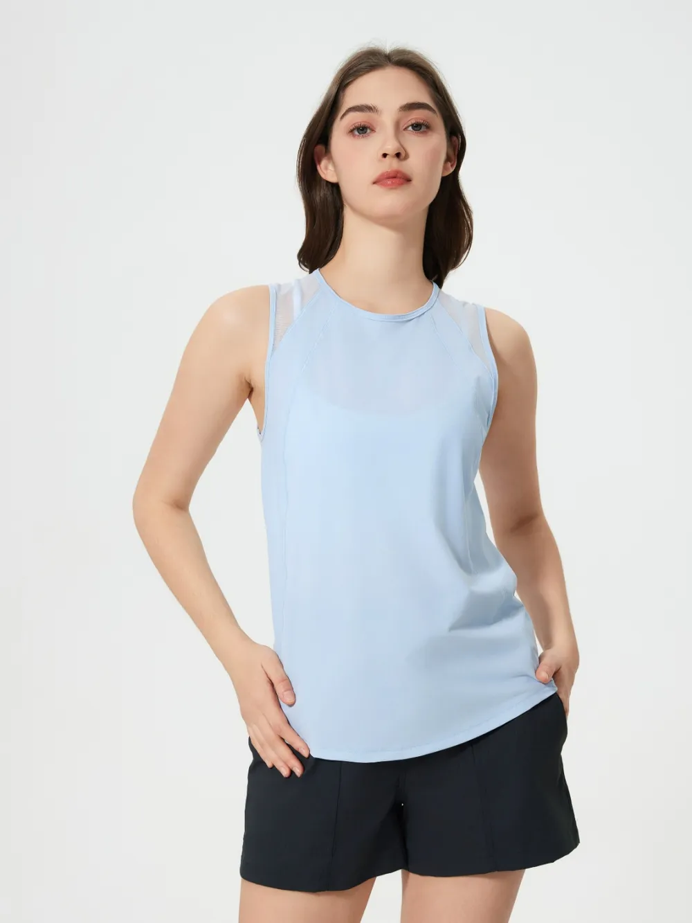 Cutout Back Round Neck Active Tank