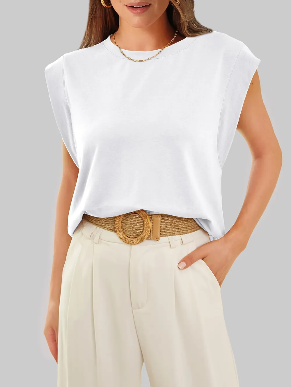 Round Neck Cap Sleeve T-Shirt, image 15