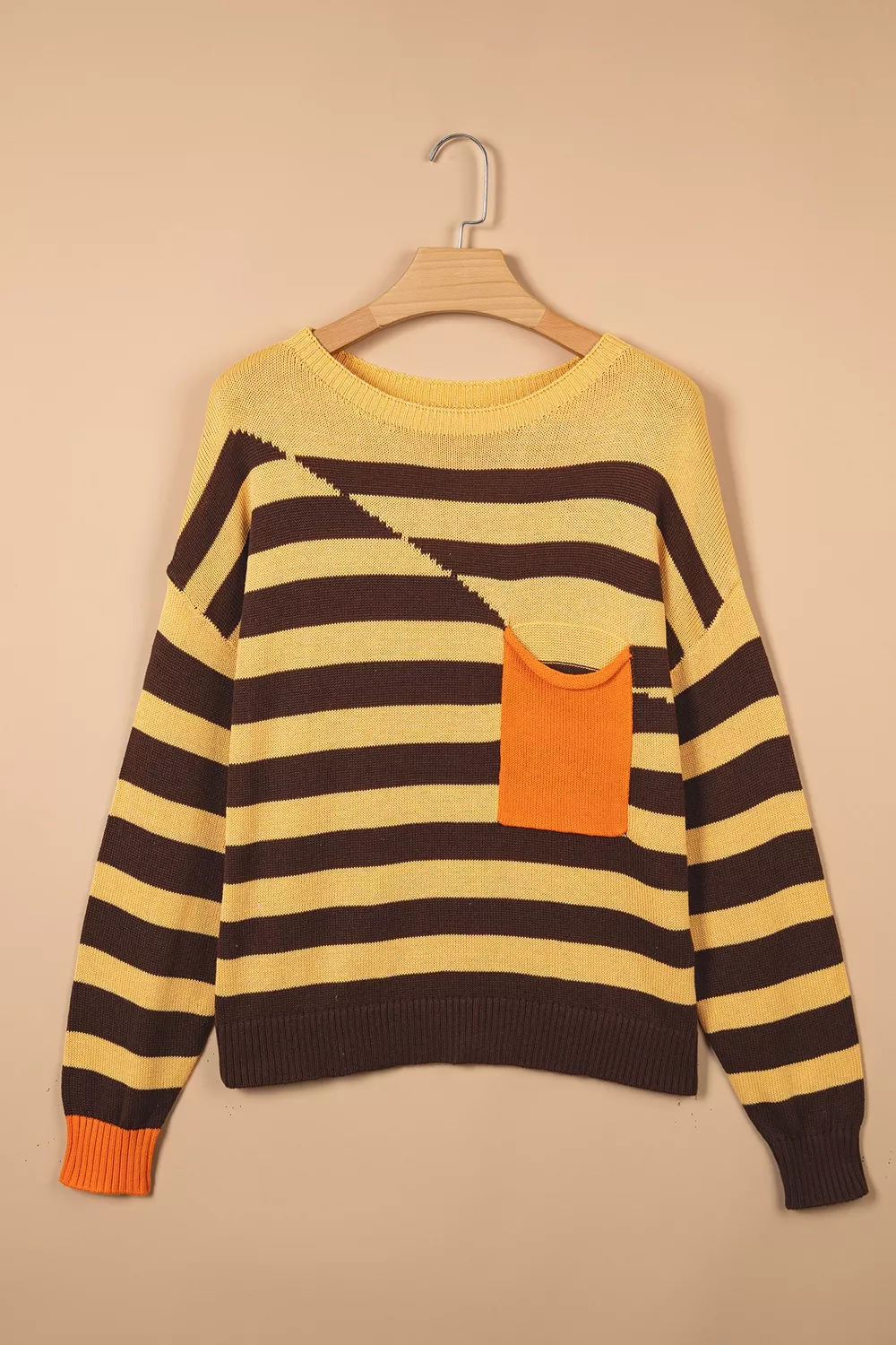 Stripe Striped Drop Shoulder Colorblock Pullover Sweater, image 5