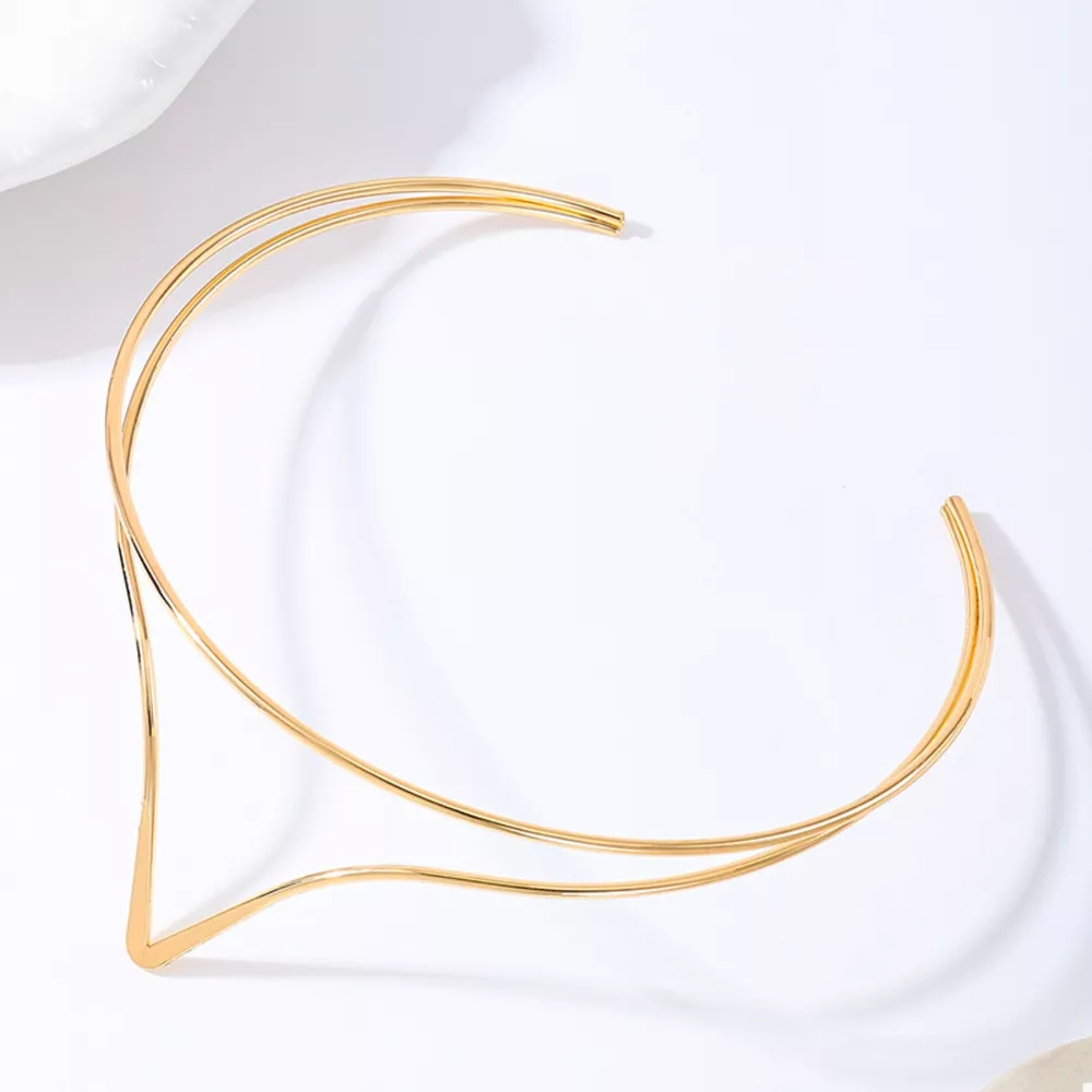Double Layer V-Shaped Choker Necklace, image 3