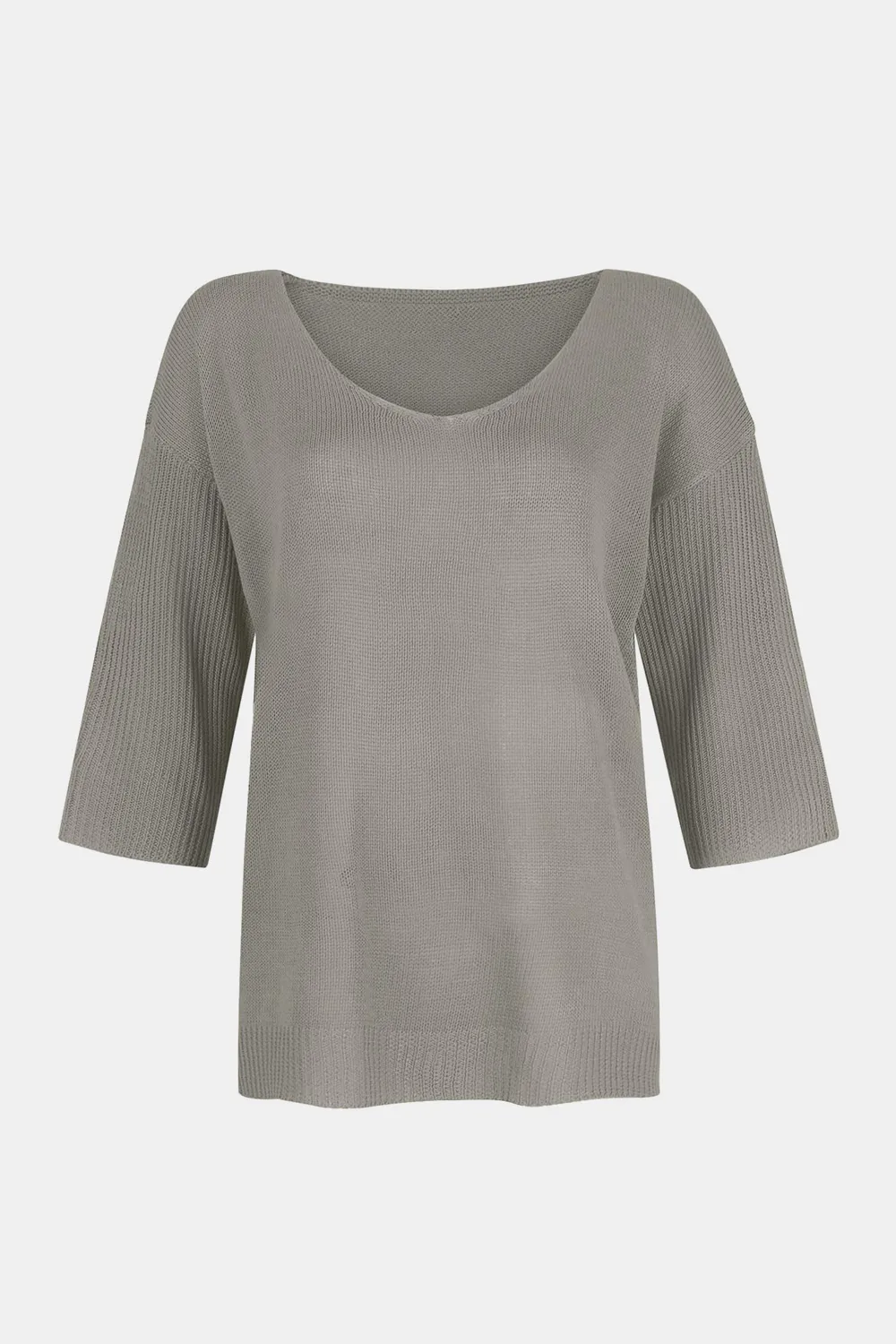 V-Neck Three-Quarter Sleeve Knit Top, image 14