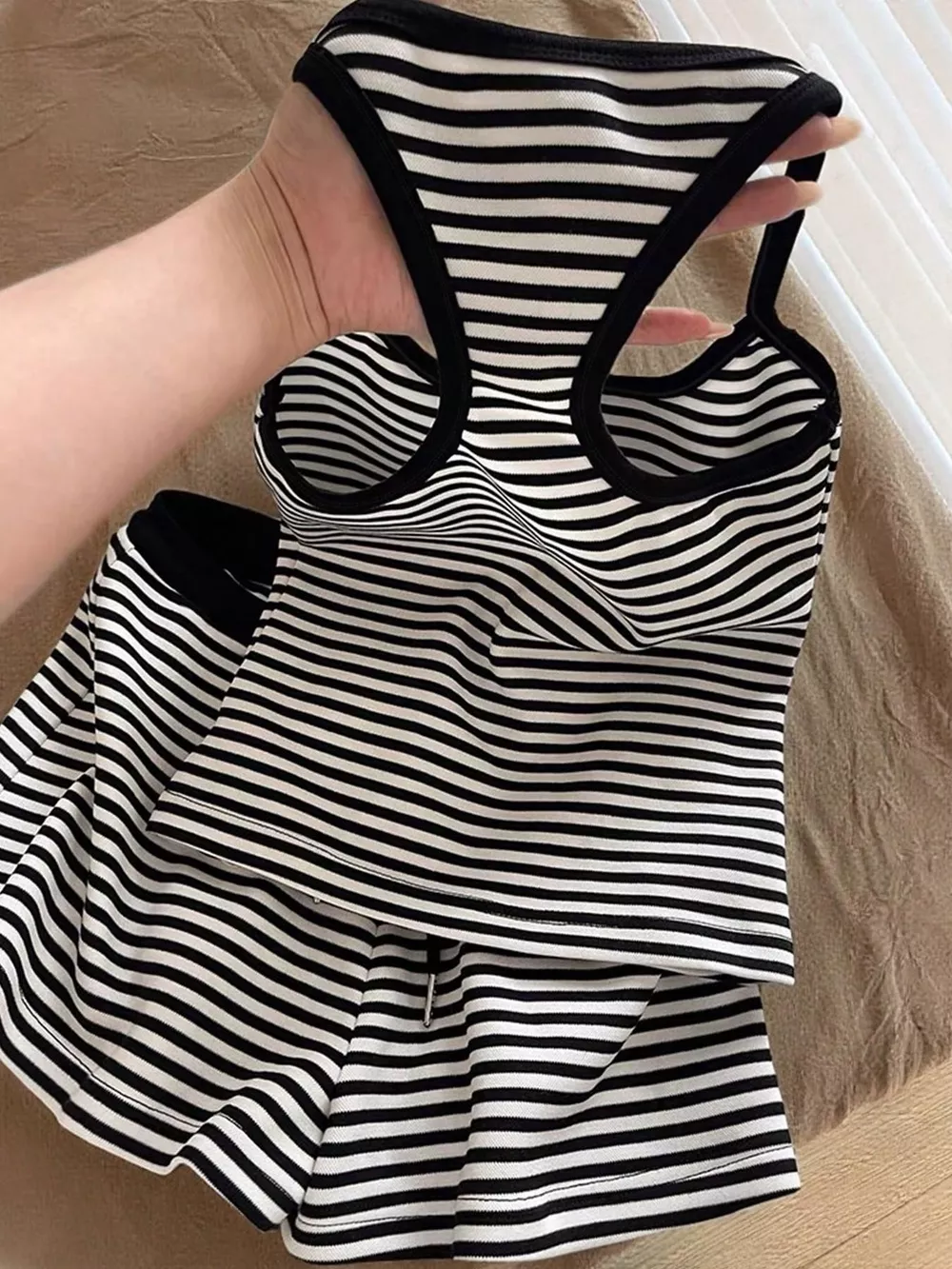 Striped Tank Top and Shorts Set, image 6
