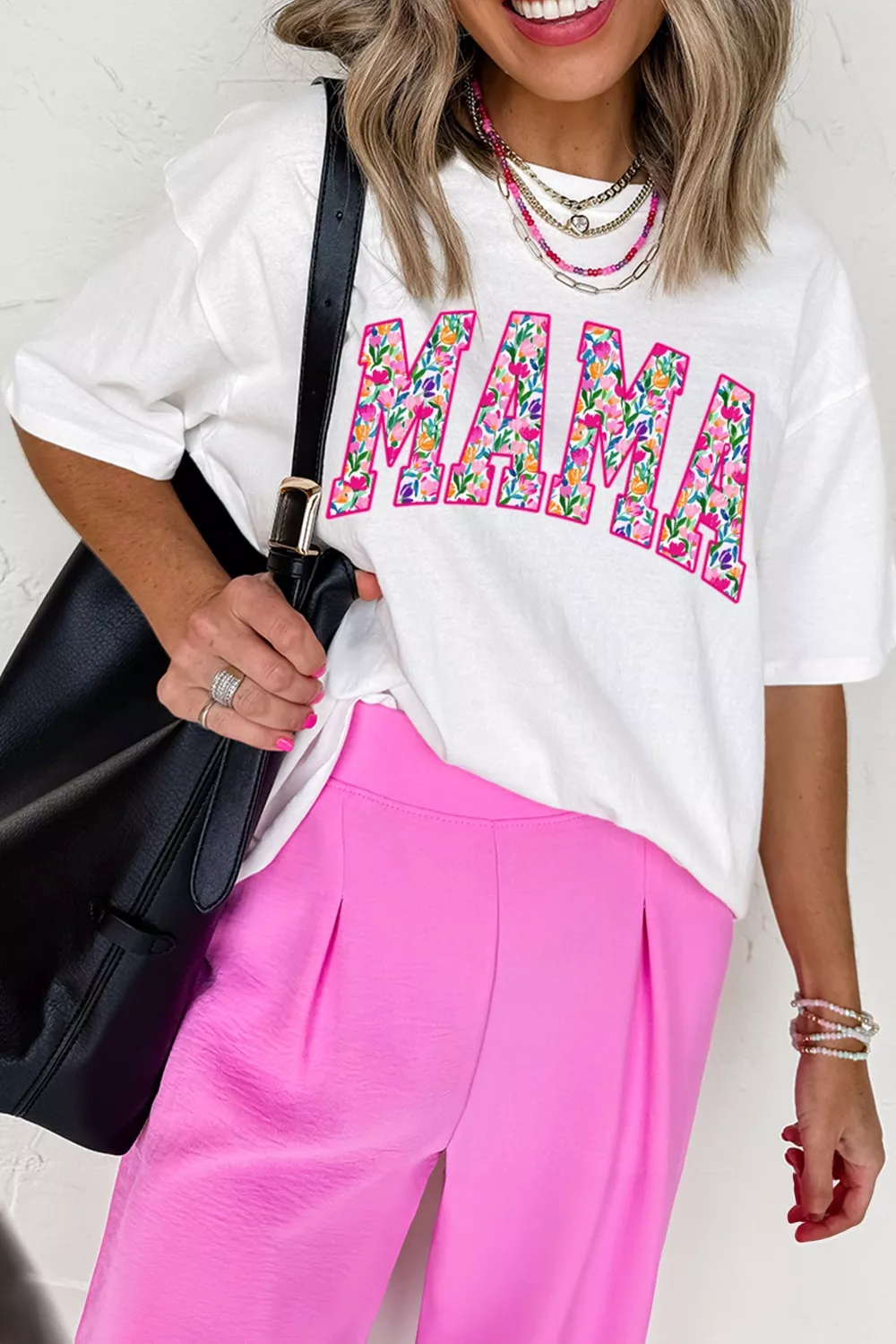 Full Size Floral Mama Graphic Casual Short Sleeve T-Shirt Plus Size, image 2