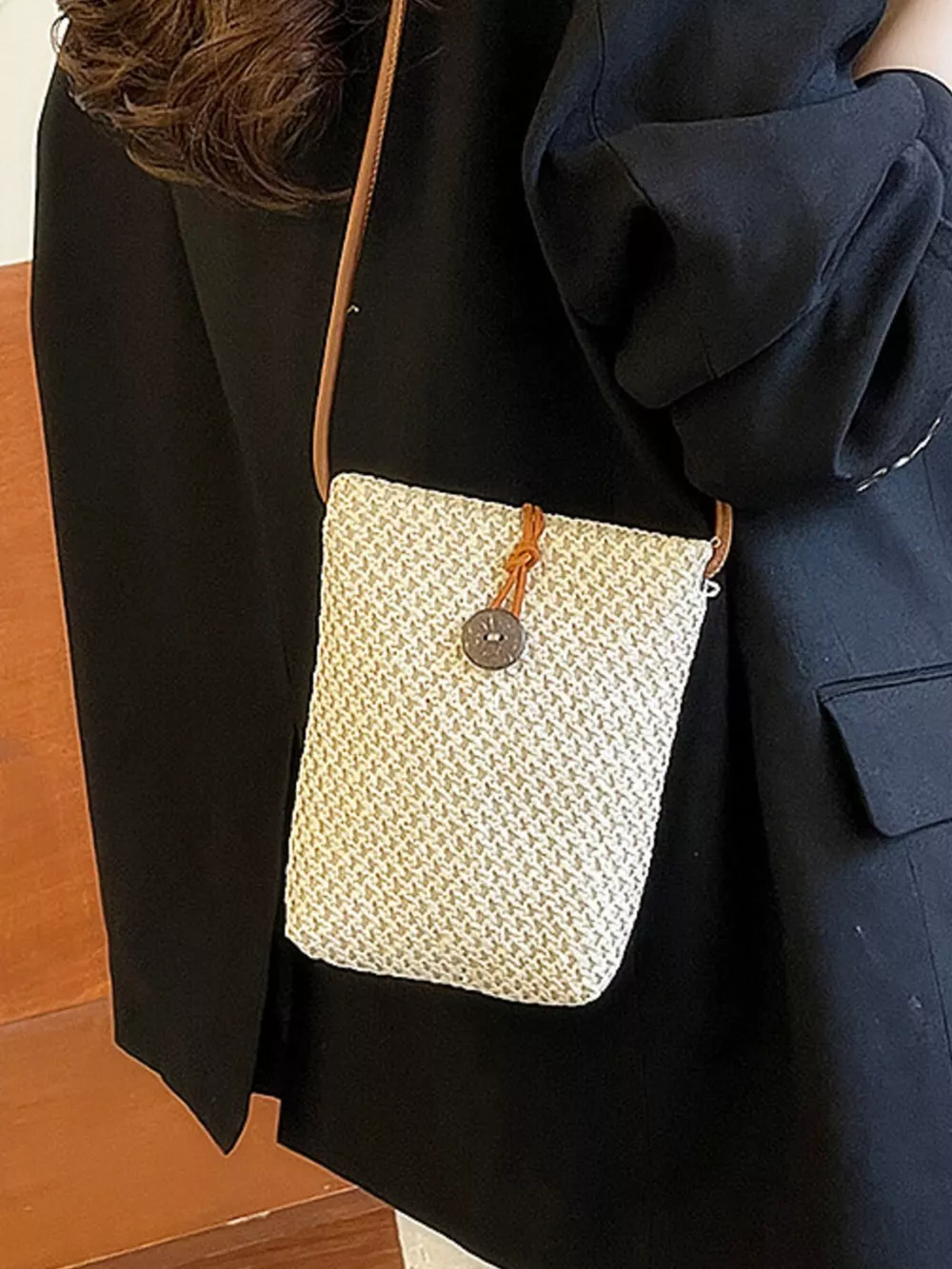 Woven Texture Crossbody Bag, image 4