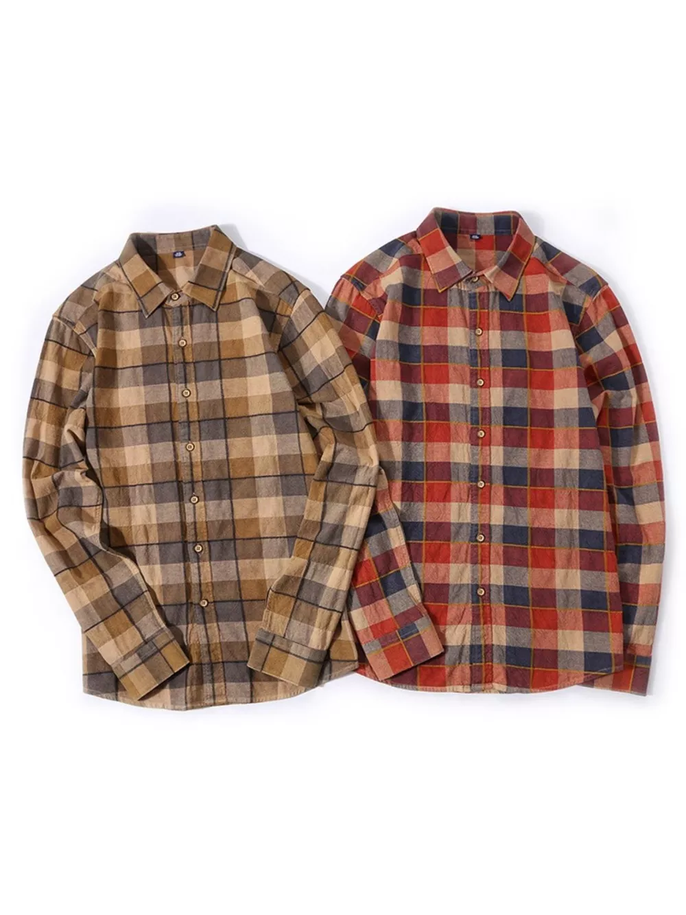 Men's Full Size Casual Plaid Long Sleeve Shirt Plus Size, image 6