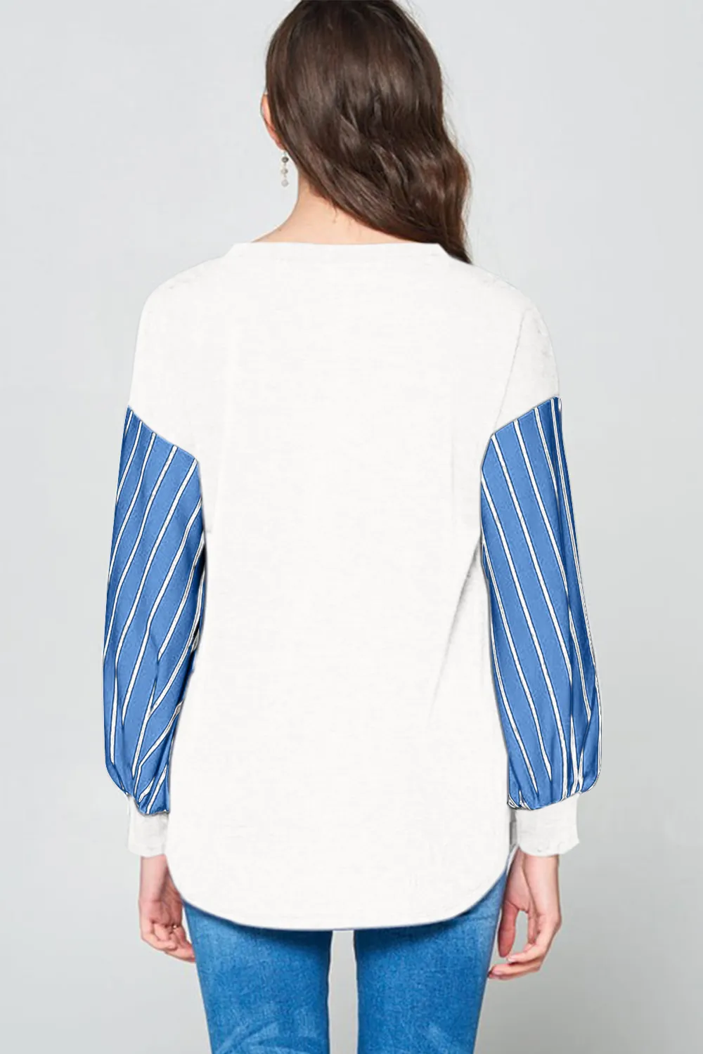 Full Size French Terry Striped Long Sleeve Top, image 4