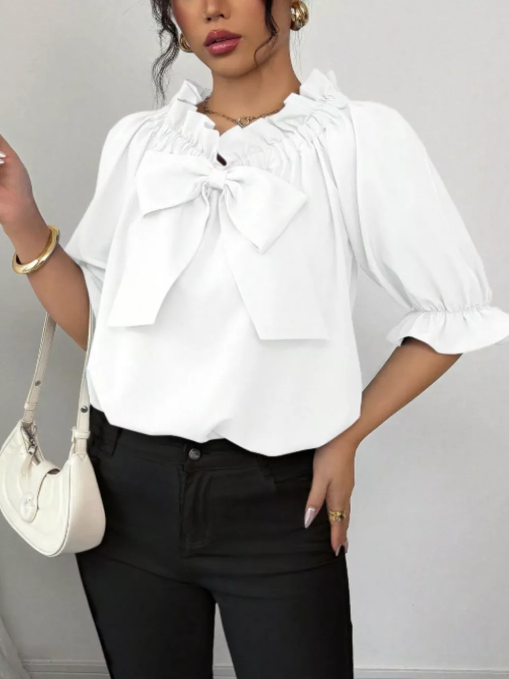 Bow Flounce Sleeve Blouse, image 10