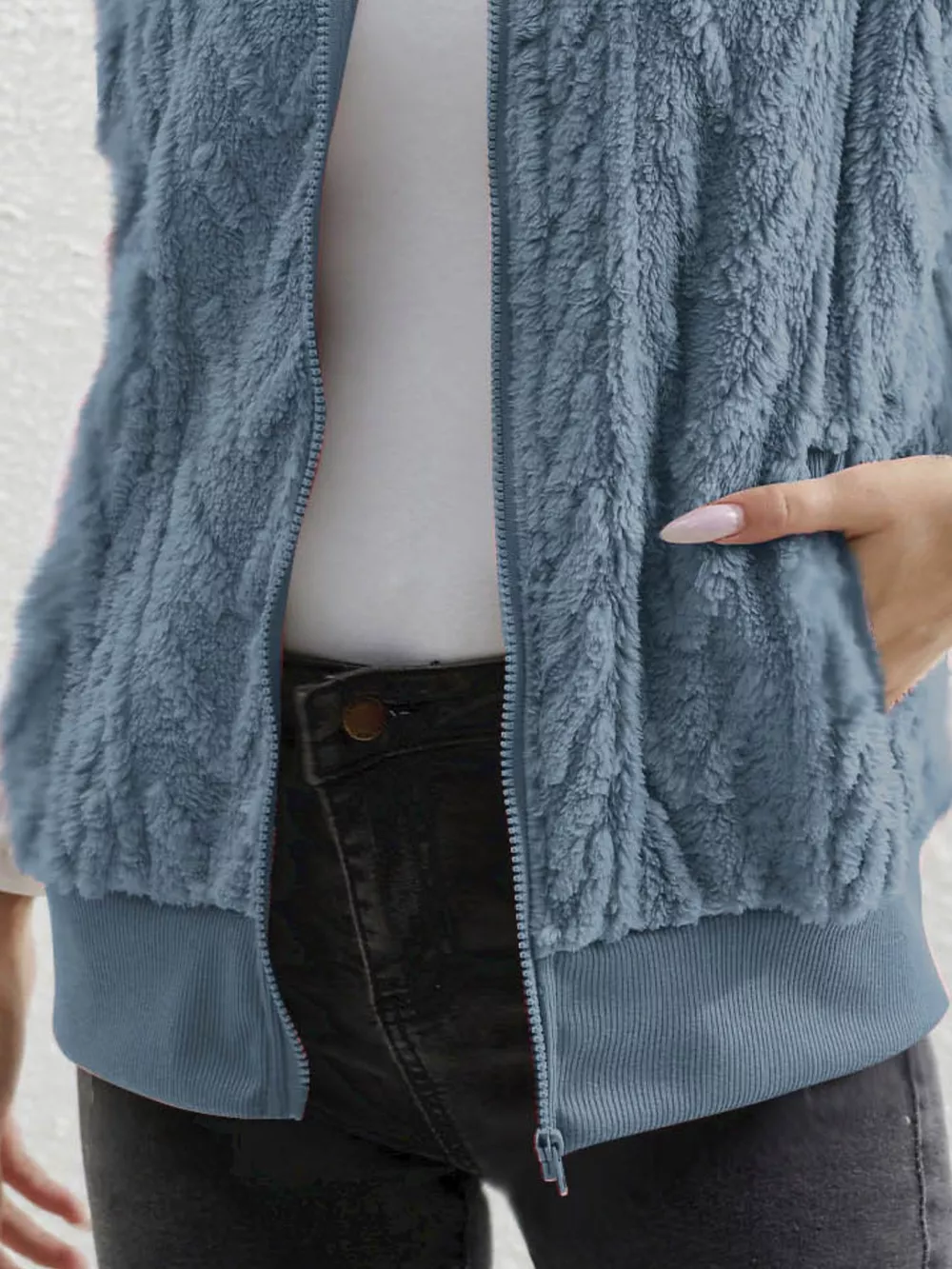 Full Size Cozy Faux Fur Zip-Up Vest Coat Plus Size, image 7
