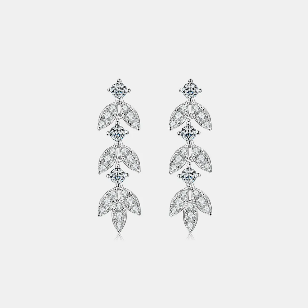 925 Sterling Silver Moissanite Leaf Earrings, image 5