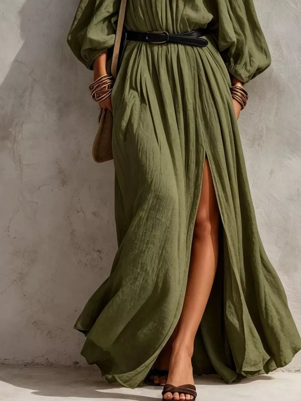 Boho Off-Shoulder Maxi Dress with Side Slit, image 3